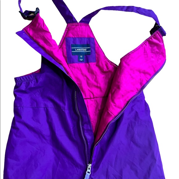 Lands end girls purple snowsuit overalls size 12 - Picture 3 of 3